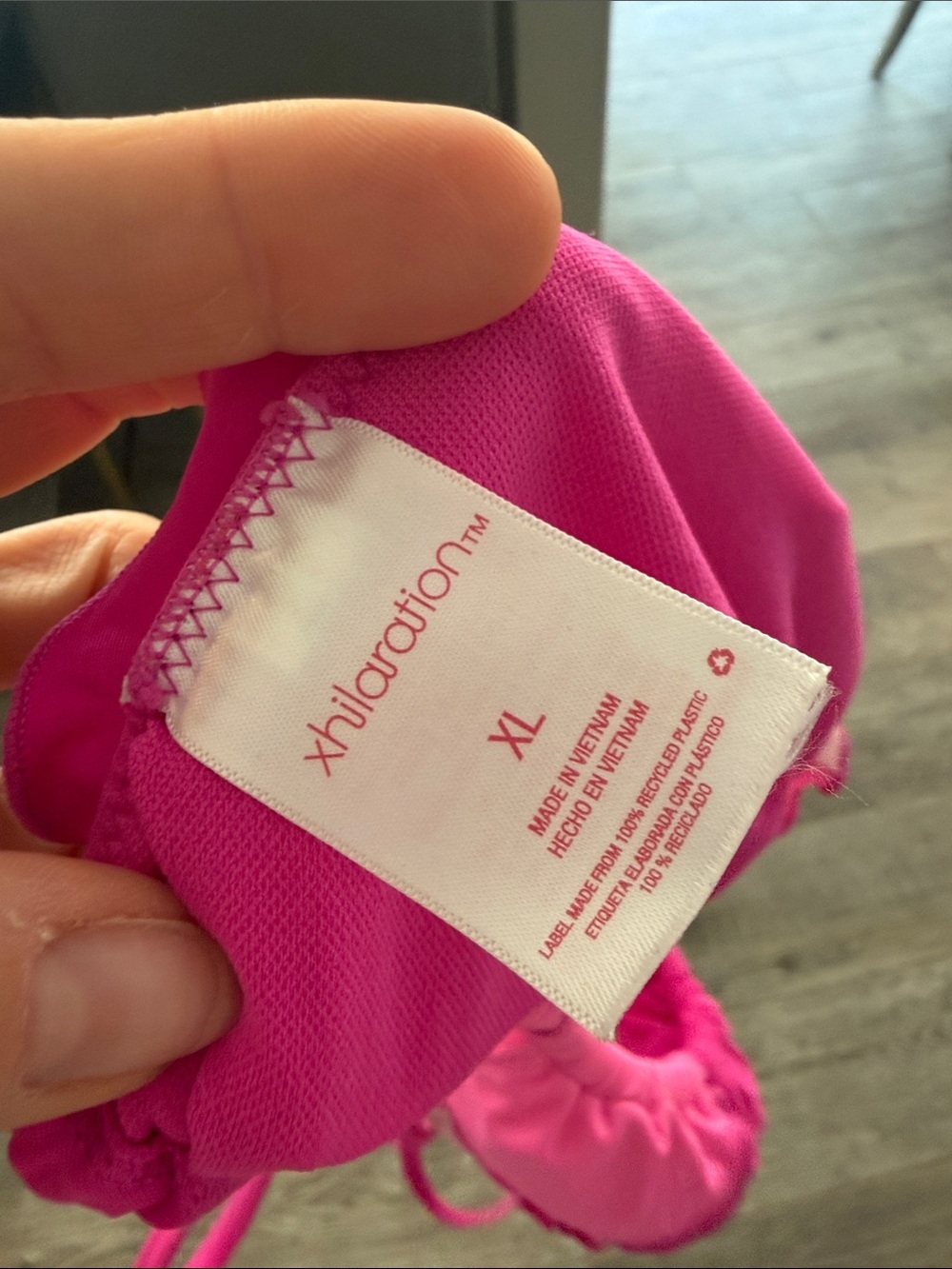 Pink Colorblock Ruffled Triangle Bikini Top size XL - Picture 3 of 3